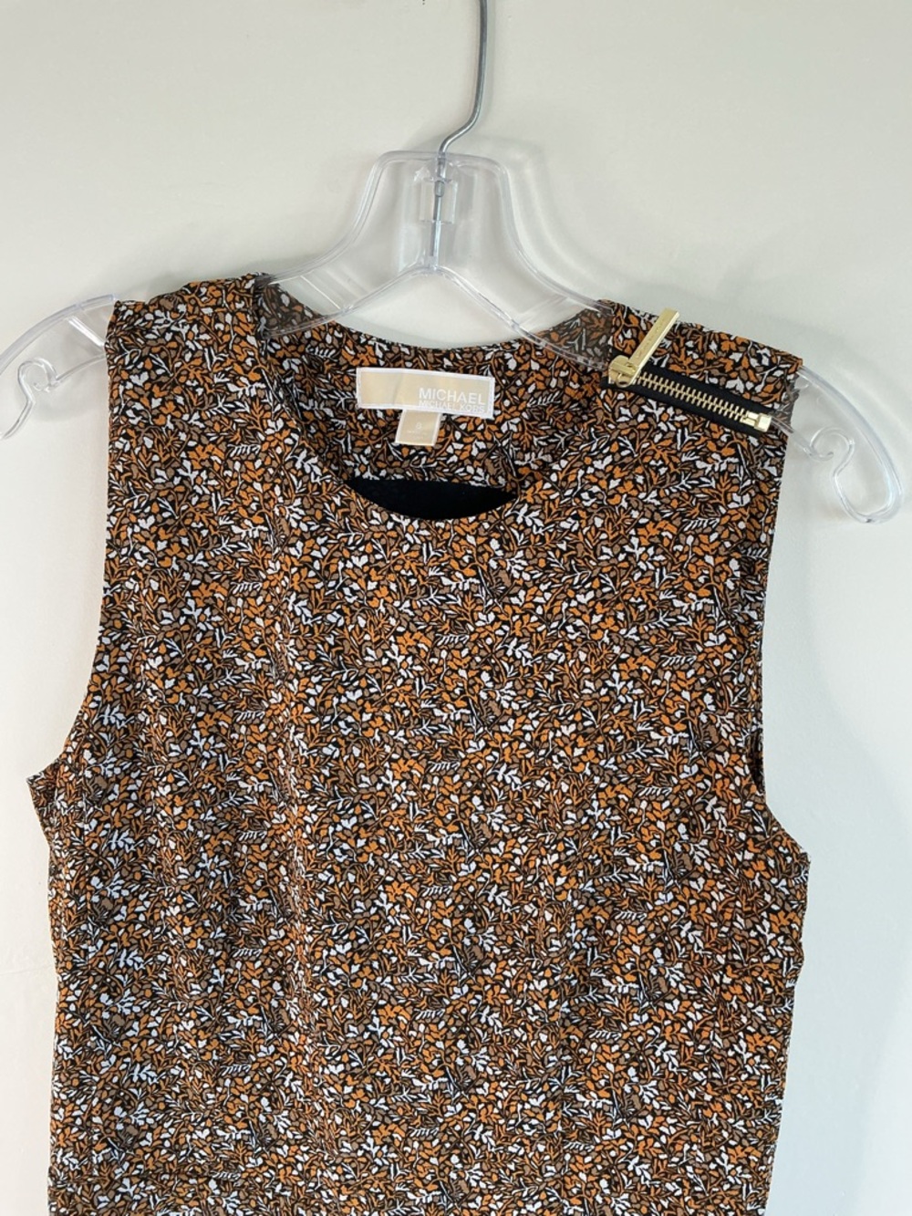 Michael Kors Floral Sleeveless Culotte Jumpsuit Brown Orange Size 8 w pockets - Picture 4 of 9